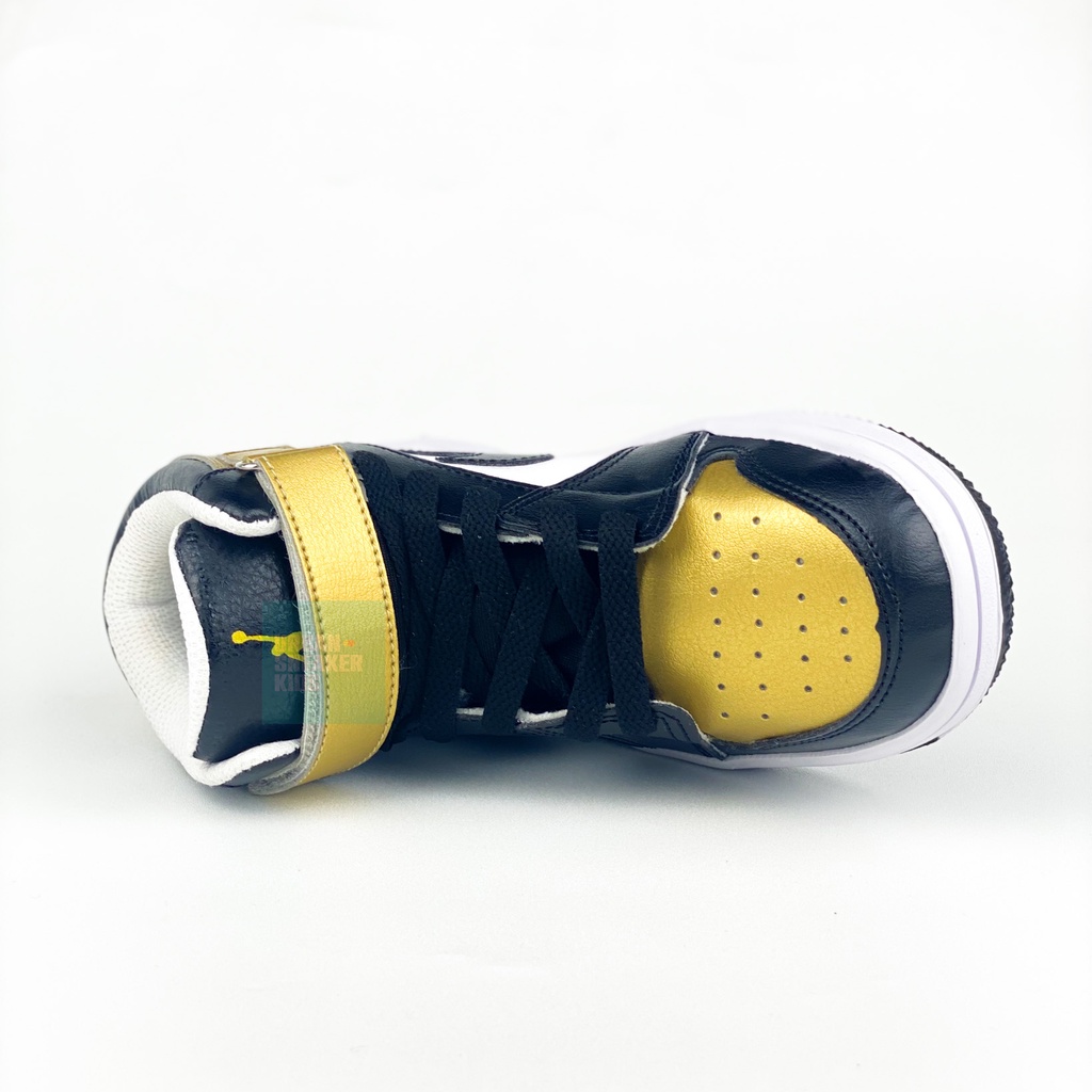 Sepatu Anak Laki Laki Warna Hitam Gold Sneakers Import Usia 3-10 Tahun - Urban Sneaker Kids