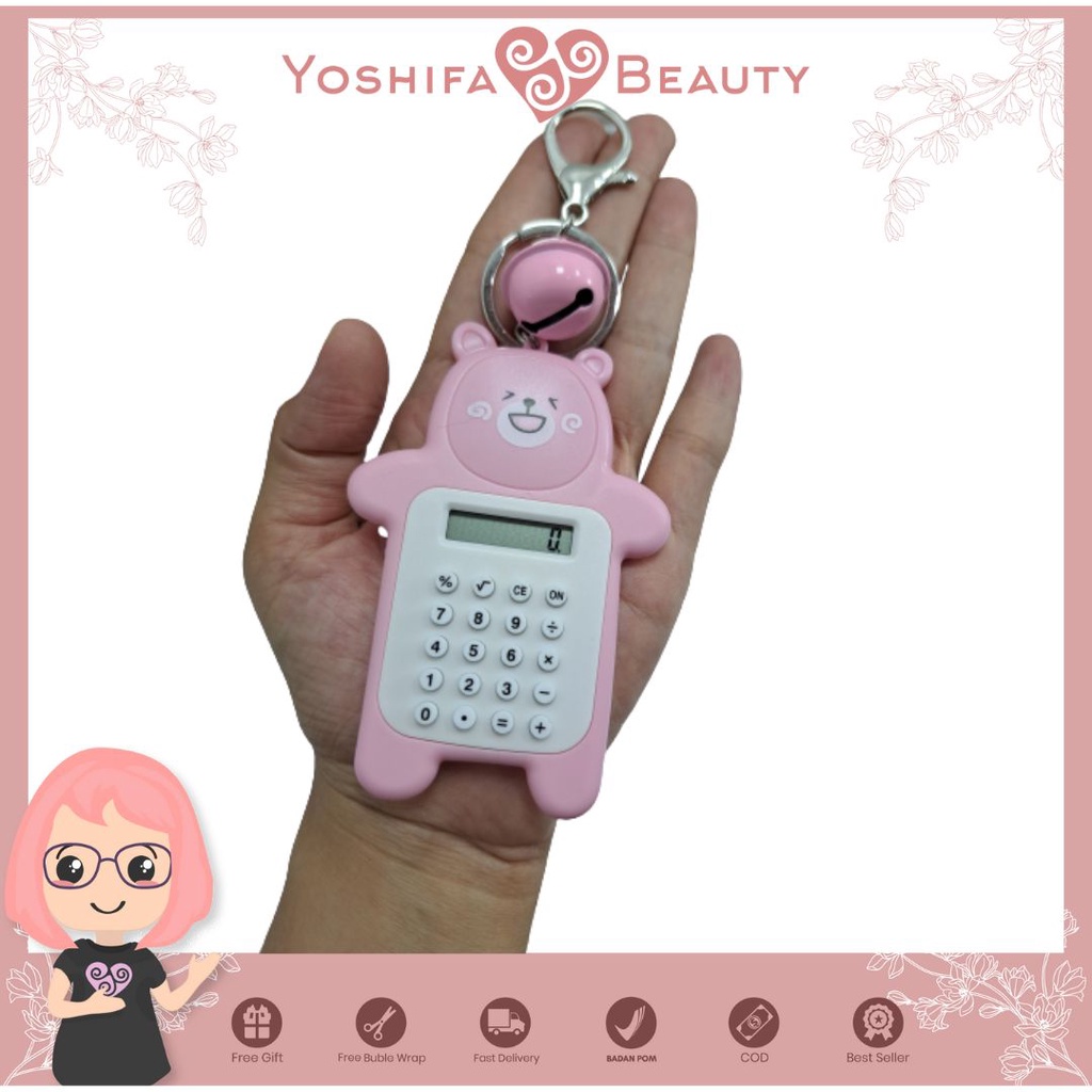 Kalkulator Mini Portable Desain Beruang Lucu | Calculator Cute Bear Sekolah 8 Digit Mini Portable