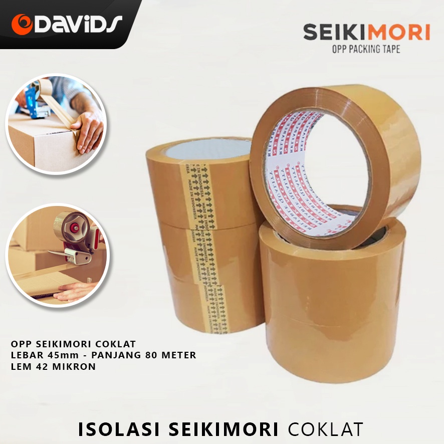 Lakban Bening Coklat Besar Solasi Isolasi Solatip Selotip Seikimori