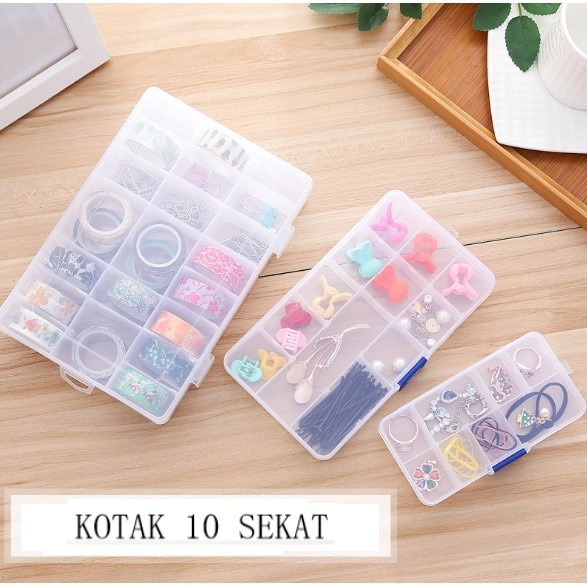 [DEASHOP] KOTAK OBAT MANIK MOTE KANCING 10 SEKAT BAHAN PLASTIK - TEMPAT PENYIMPANAN AKSESORIS PERHIASAN JEWELRY BOX STORAGE