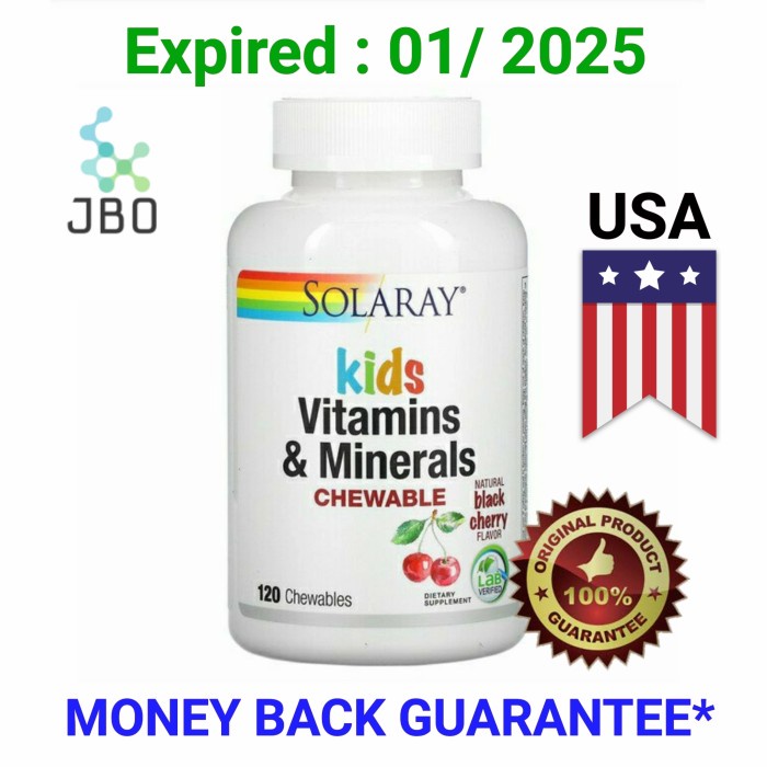 Multivitamin & Mineral Anak SOLARAY 120 tablet kunyah