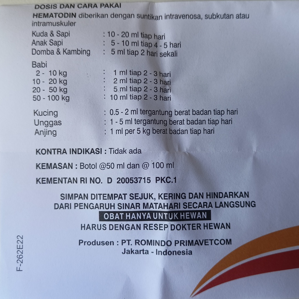 HEMATODIN 50 ml &amp; 100 ml | Penambah Darah Pemacu Pertumbuhan dan Hematopoietika Meningkatkan Nafsu Makan dll | ROMINDO