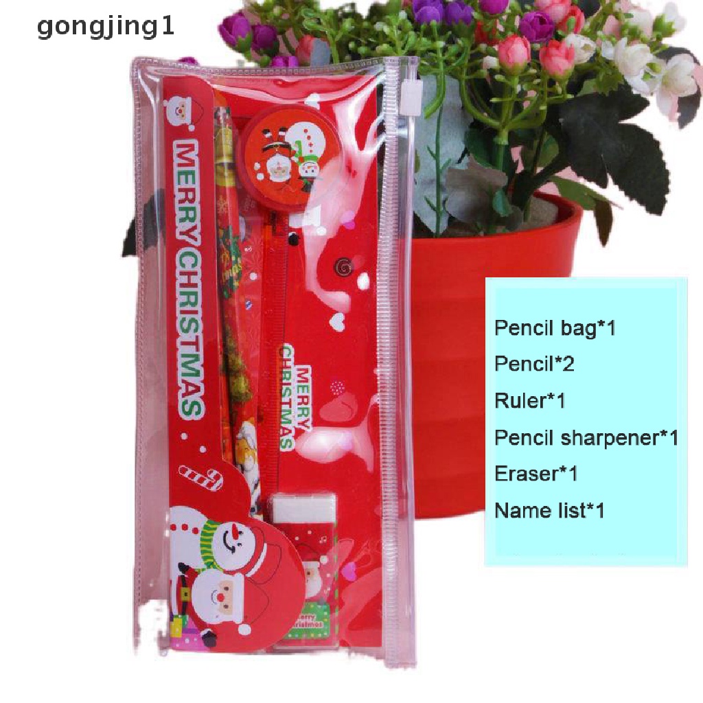 Ggg 5Pcs /Pack Set Alat Tulis Natal Lucu Pengasah Pensil Alat Tulis Kado Sekolah ID