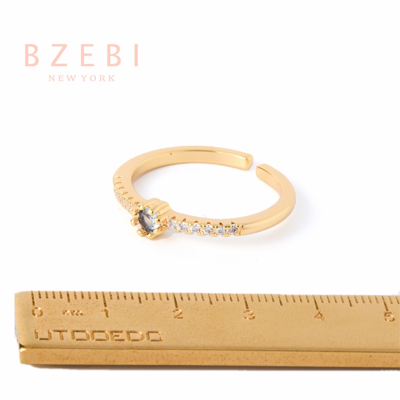 Bzebi Cincin Emas Berlian 18k Cincin Terbuka Dapat Disesuaikan Anti Karat Gaya Korea Aksesoris Fashion Wanita Aksesoris Harian Perhiasan Premium Hadiah Ultah Dengan Box 904r