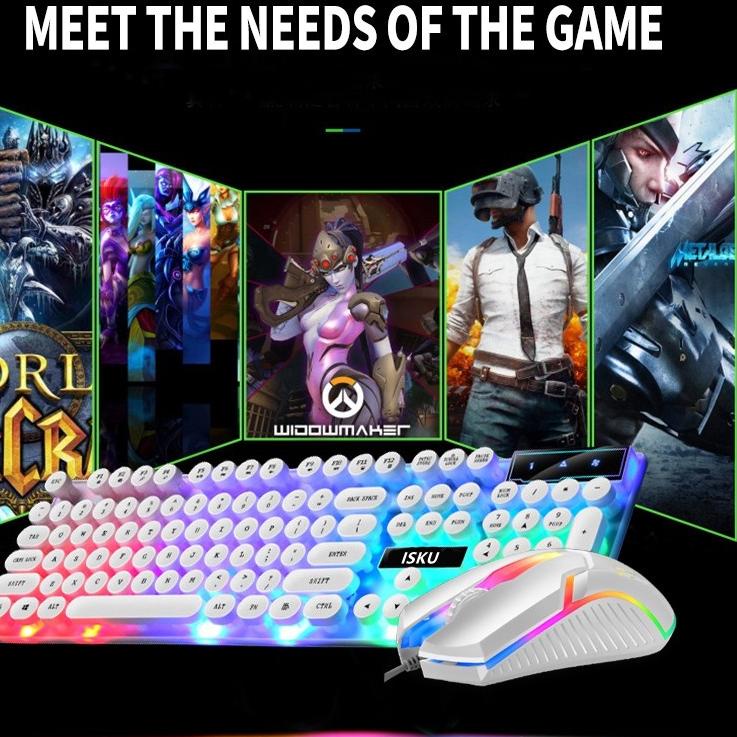 Murah Terupdate ISKU⚡Ready Stock⚡ Usb Set Mouse Laptop Rgb Set Mouse Dan Keyboard Mechanical Lampu L