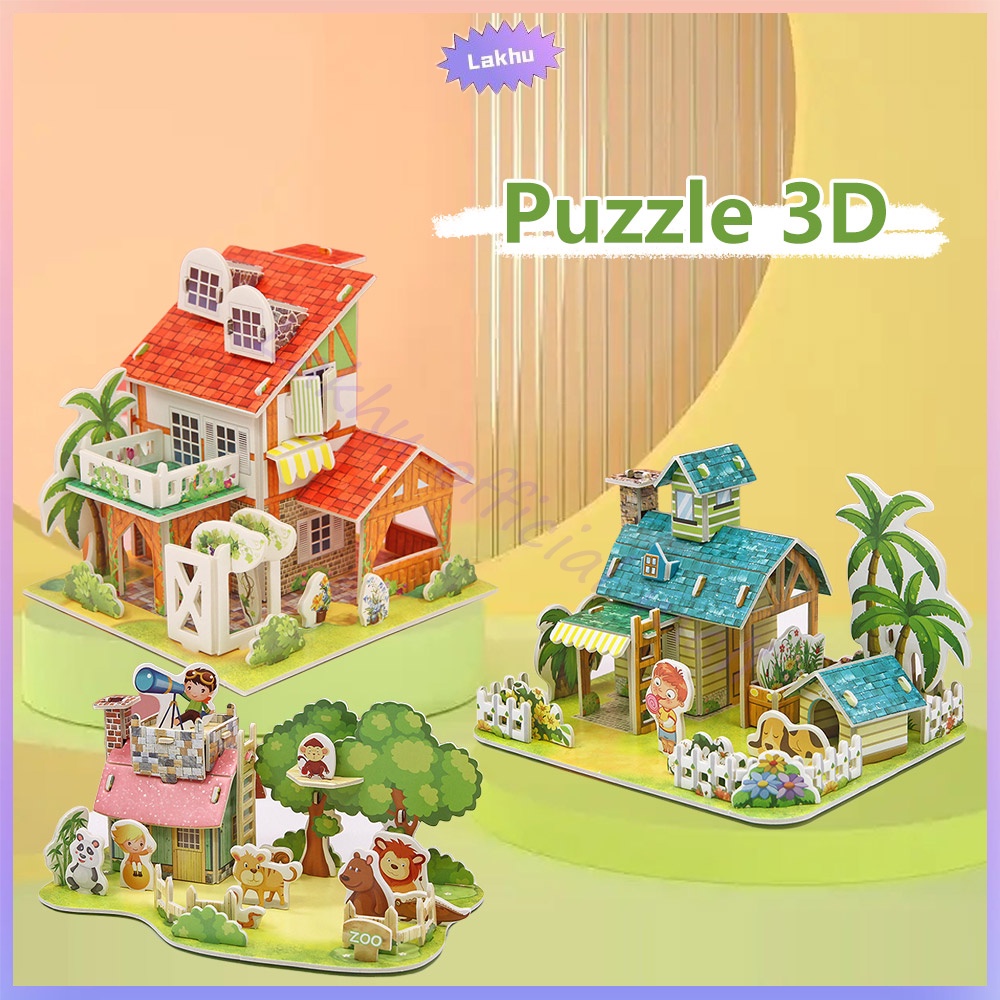 JCHO DIY Mainan puzzle 3D edukasi anak 3D Jigsaw puzzle