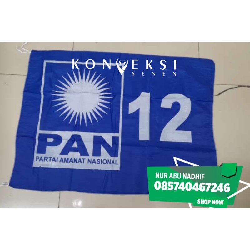 bendera partai pan terbaru dengan nomor parpol 60 x 90 cm (isi100 pcs)