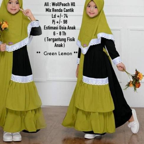 11.11✔️PROMO LULU SYARI KIDS 6-8 Tahun MOSCREPE Dapat GAMIS + HIJAB Gamis Anak Perempuan Gamis Anak 