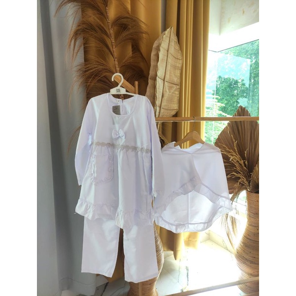 Promo Setelan Putih & Gamis Putih Anak Cewe / Gamis Manasik / Setelan Gamis Murah