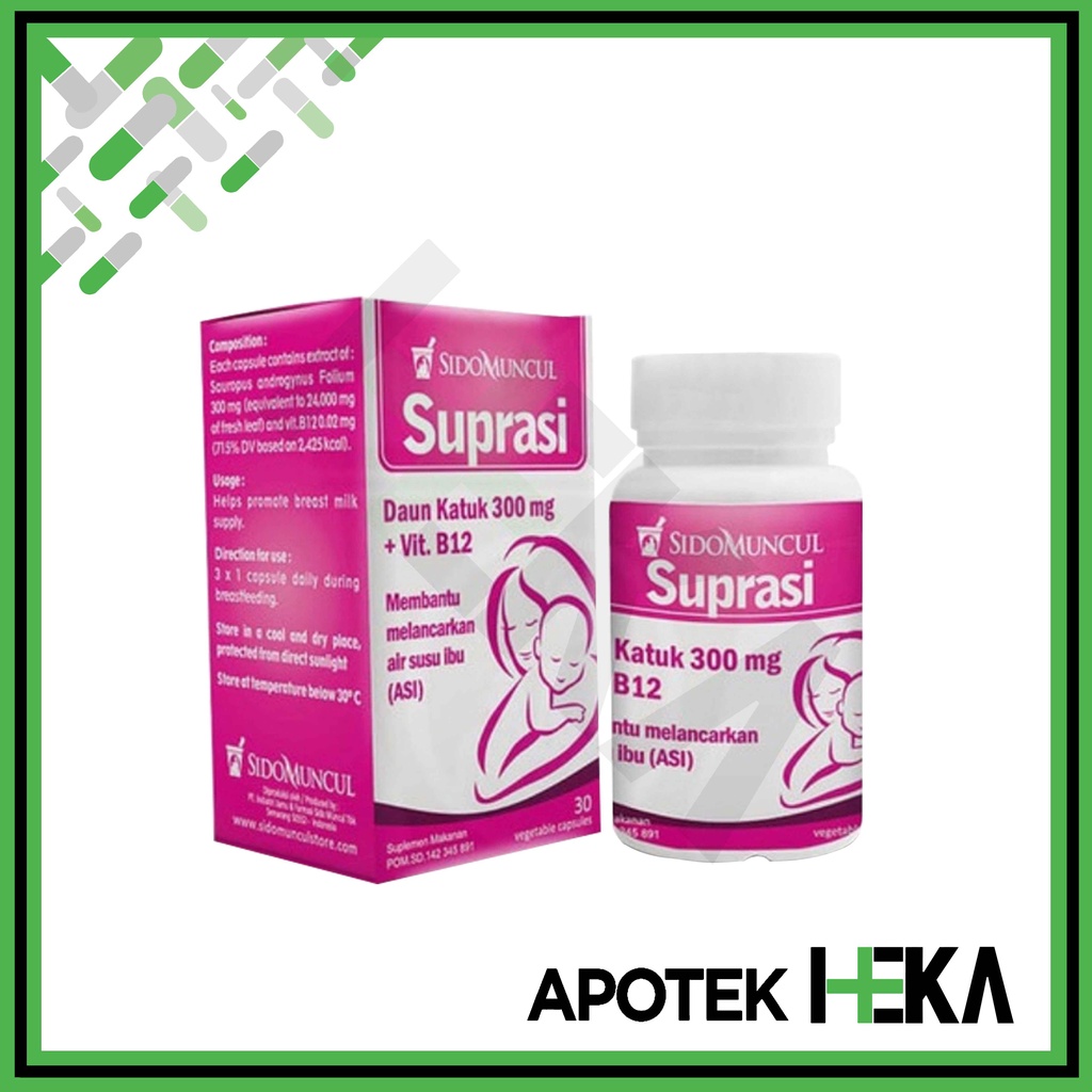 Suprasi Sido Muncul 30 Kapsul Katuk 300 mg B12 - Melancarkan ASI (SEMARANG)