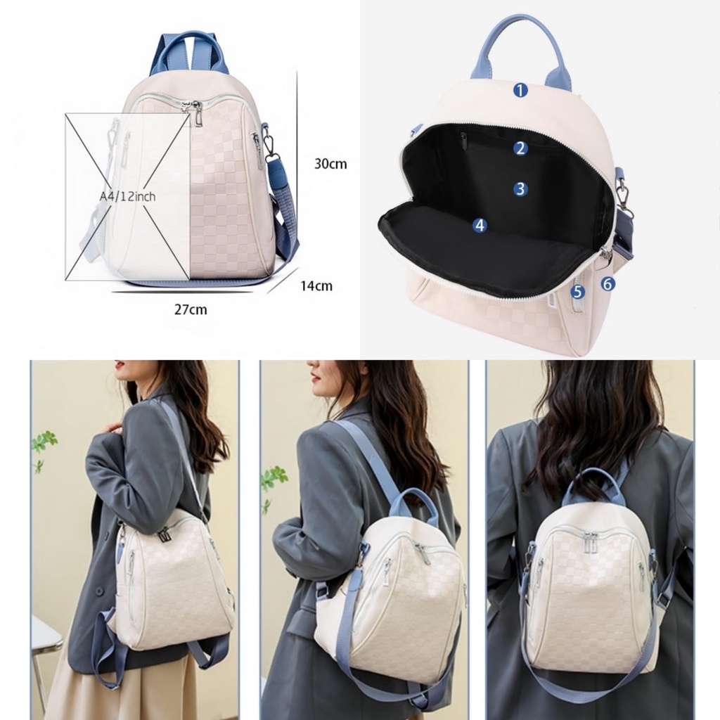 TAS RANSEL WANITA KOREA KULIT KREM CENOTA TA712W1 IMPORT BACKPACK CEWEK SEKOLAH KULIAH KERJA GENDONG PUNGGUNG KEKINIAN BRANDED REMAJA MURAH FASHION PREMIUM