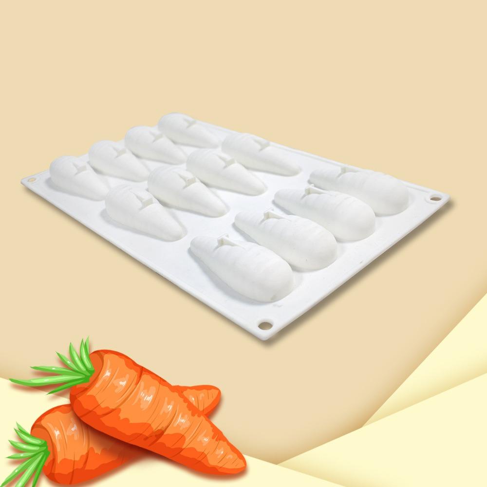 Top12 Cavity 3D Carrot DIY Craft Kue Cetakan Resin Pembuatan Sabun Easter Carrot