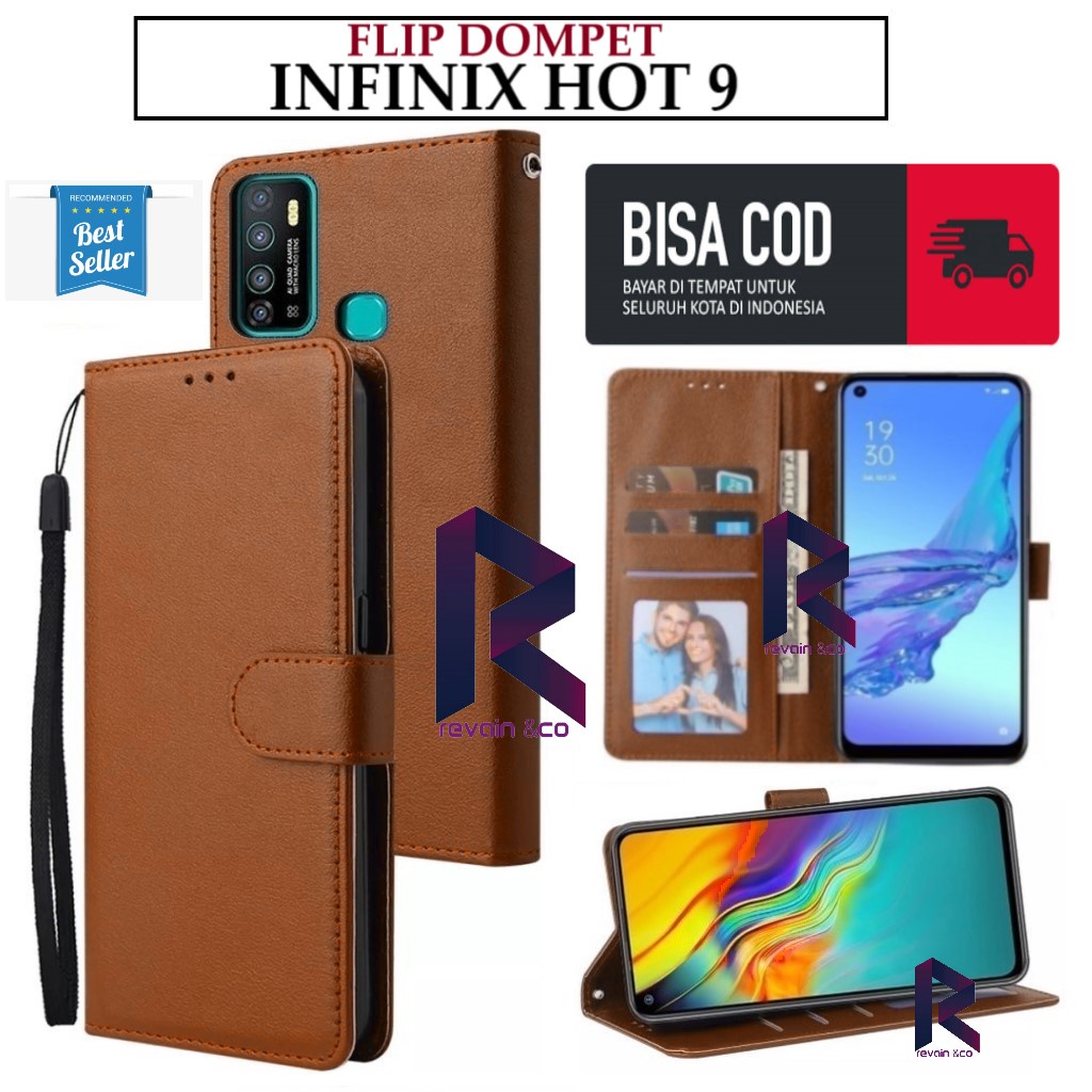 CASE INFINIX HOT 9 FLIP WALLET LEATHER KULIT PREMIUM SARUNG BUKA TUTUP KESING HP FLIP CASE INFINIX HOT 9