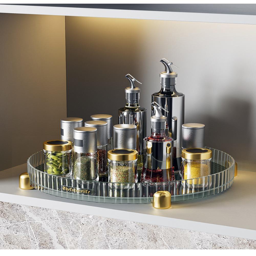 Solighter Rotating Spice Rack 360derajat Wadah Permen Sayur Tray Bumbu Snack Buah Organizer