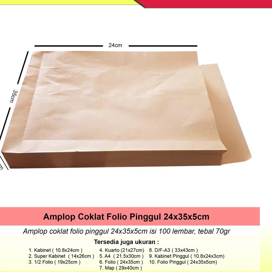 

Super Baru Amplop Coklat Folio Pinggul isi 100