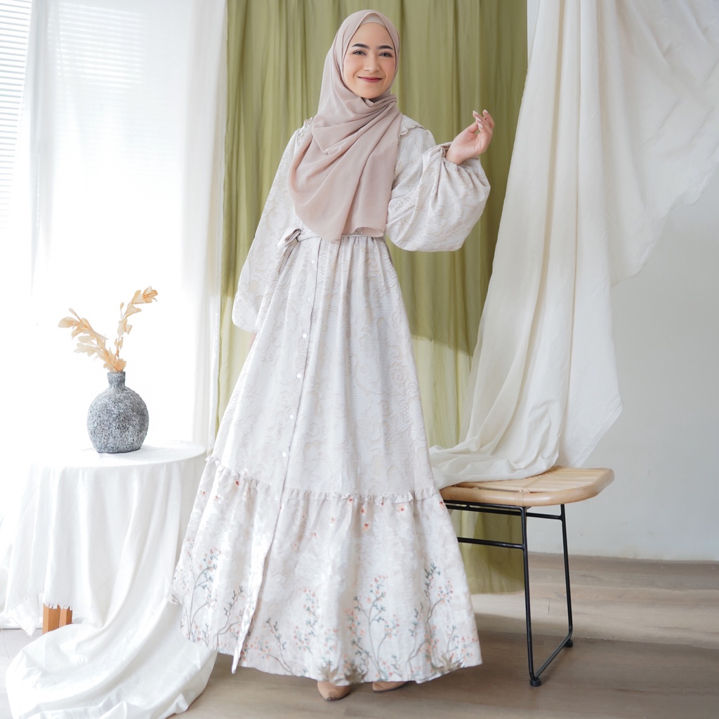 SYAFA RUFFLE Dress Wanita Muslim Ala Korea Bahan Crincle Busui Friendly