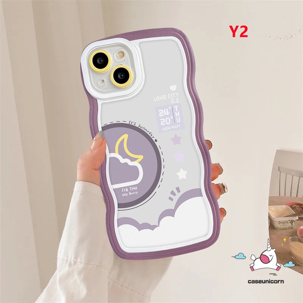 Oppo A57 A15 A17K A16 A17 A78 A54 A96 A5s A95 A12 A55 A16s A3s A5 A9 A74 A76 A77 A7 A16K A1k A77s A53 A52 Reno 8T 7 7Z 8Z 6pasangan Siang Malam Ramalan Cuaca Lembut Bergelombang Casing Edge