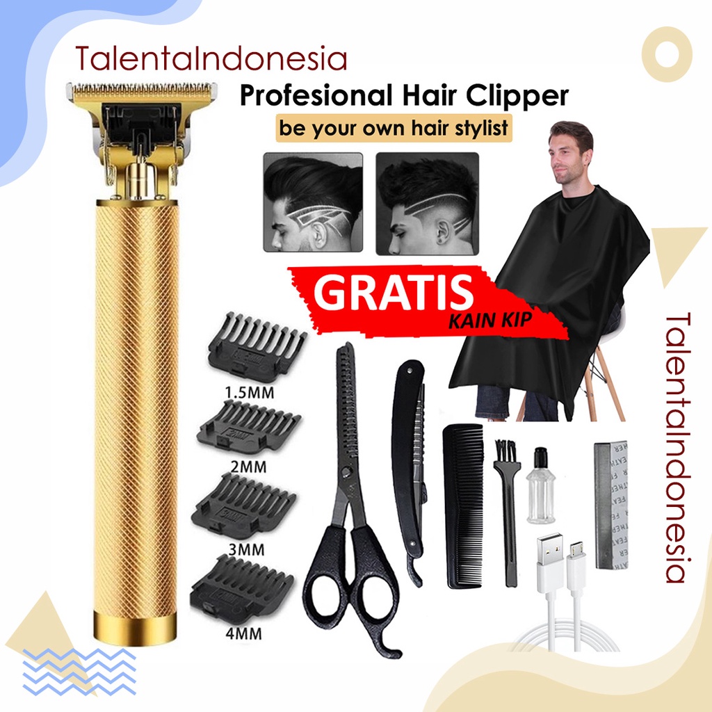 Professional Hair Clipper T-Outliner Baldheaded Finish Cut Alat Cukur Rambut Pria Portable