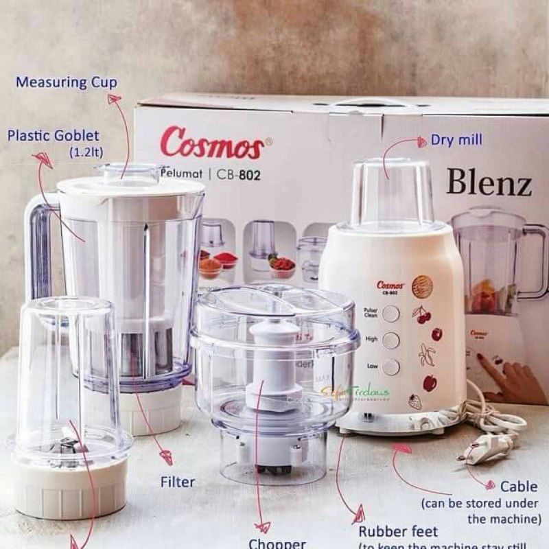 Blender cosmos cb802 blender plastik 4in1/cb802(1,2liter)multifungsi