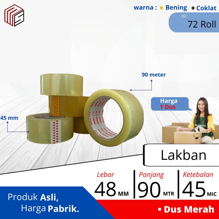 

Lakban 100Yard 2inchi 48 x 100 Bening Coklat 1 Dus Grosir