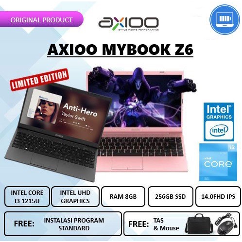 LAPTOP AXIOO MYBOOK Z6 CORE I3 1215U RAM 8GB SSD 256GB 14.0&quot; FHD