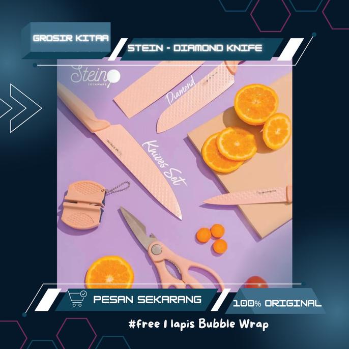 STEINCOOKWARE PISAU DIAMOND KNIVES 6 IN 1 PISAU Set Pink Steincookware