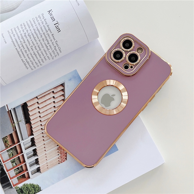 IPHONE Luxury Logo Hole Soft Silicone Electroplated Phone Cases Case Untuk Iphone14 11 12 13 Pro Max XS X XR 78 Plus Mini Berongga Keluar Silikon Cases Cover