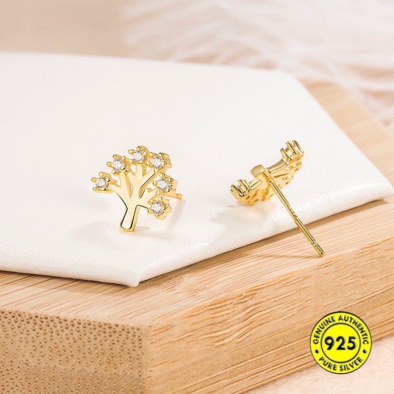 Christmas Series Anting Tusuk Micro Hias Berlian Pohon Harapan Untuk Wanita Ornamen Natal U1187