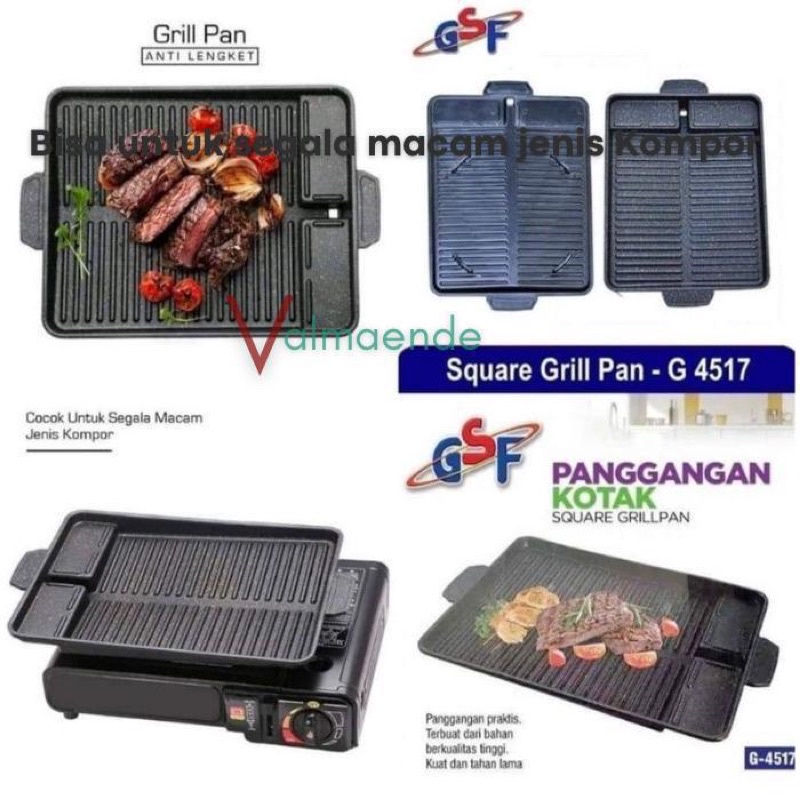 Grill Pan Panggangan BBQ anti Lengket GSF 4517 Yakiniku Bulgogi Pan Alat Pemanggang Multifungsi