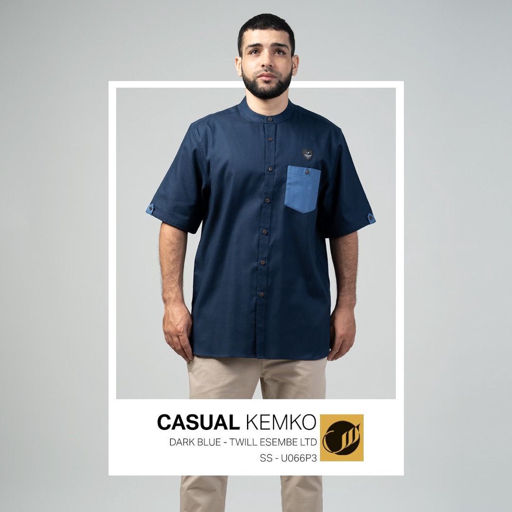SAMASE  Kemko Casual U066P Baju Kemeja Koko Pakaian Muslim Pria Dewasa Lengan Pendek Samase Clothes