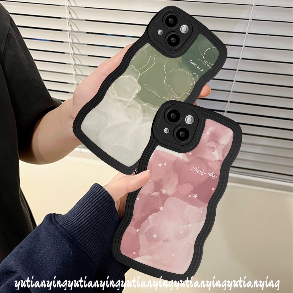 Soft Case Desain Cat Air Gelombang Bintang Pink Untuk VIVO Y15s Y16 Y11 Y21 Y12i Y21s V25 V25E Y93 Y12s Y35 Y20 Y02s Y33s Y22 Y15A V21 Y30 Y22s Y15A V21 Y91 Y91C