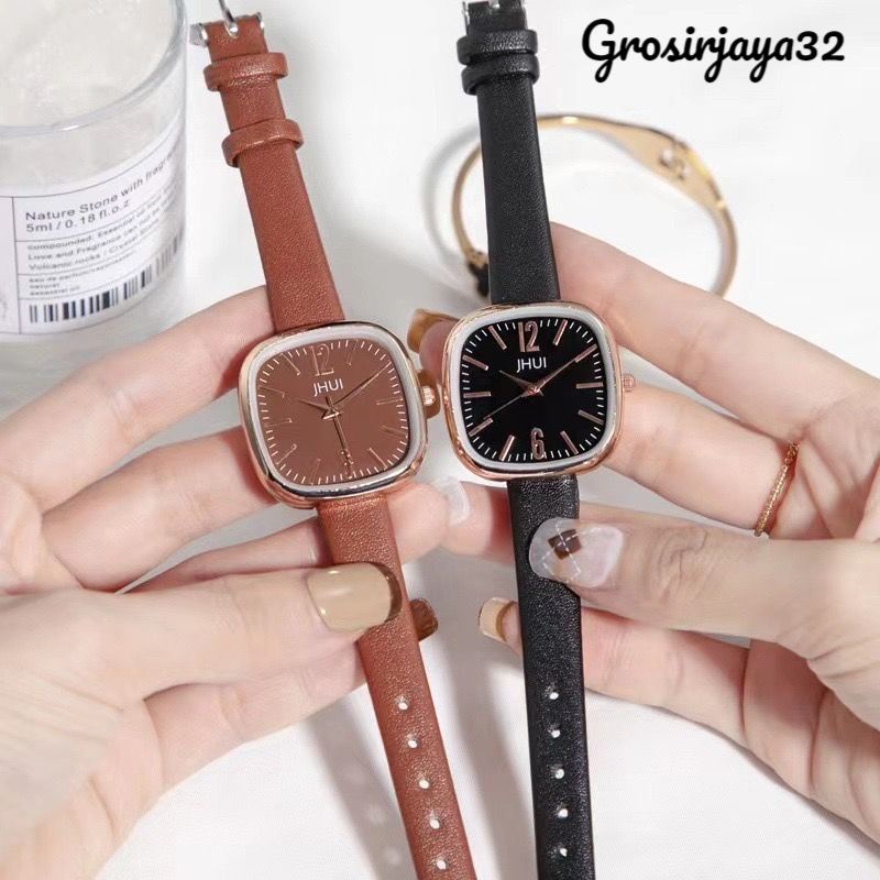 Jam tangan wanita analog GLENCA Kulit semi fashion terkini/Jam tangan wanita casual