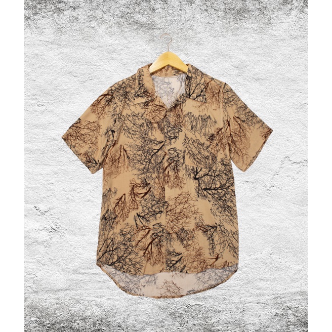 FORTGLASS HAWAI FOREST KEMEJA PRIA BAJU PANTAI COWO BALI REGGAE COWO PENDEK SANTAI RAYON HALUS