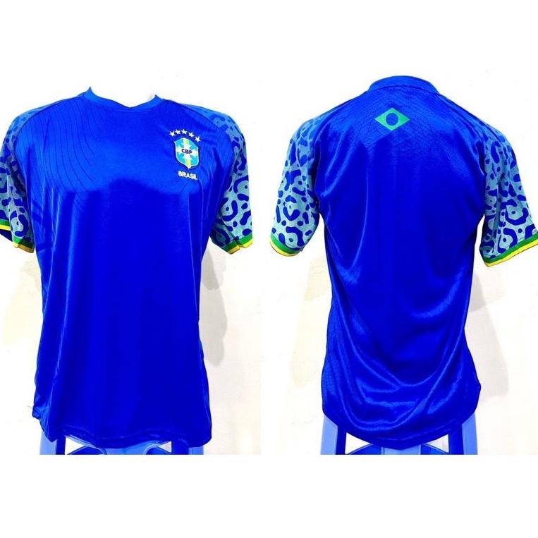 No(L65D)♥ Baju Bola Jersey Futsal Dewasa Piala Dunia World Cup 2022 Brasil biru Size L super keren