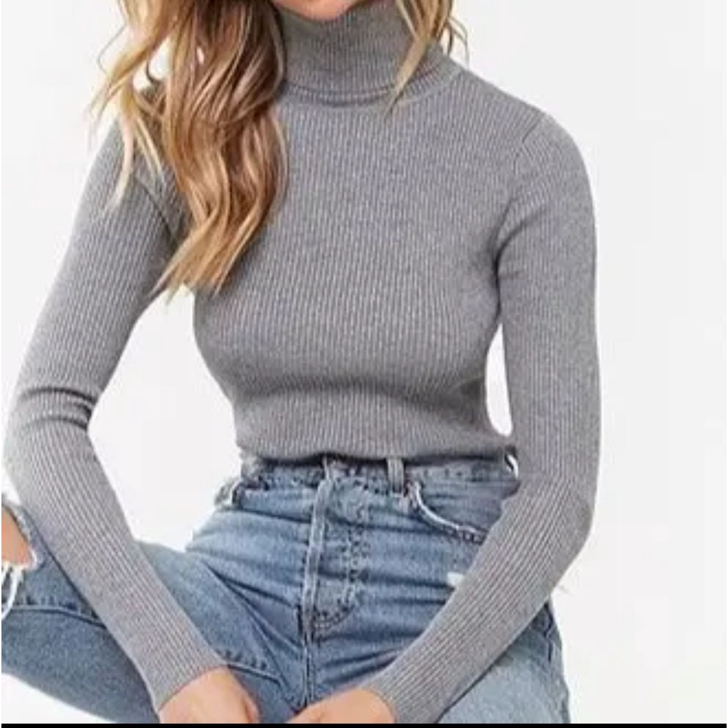 Belleza outlet baju rajut Cardigan rajut atasan wanita Lea turtleneck kerah Tinggi