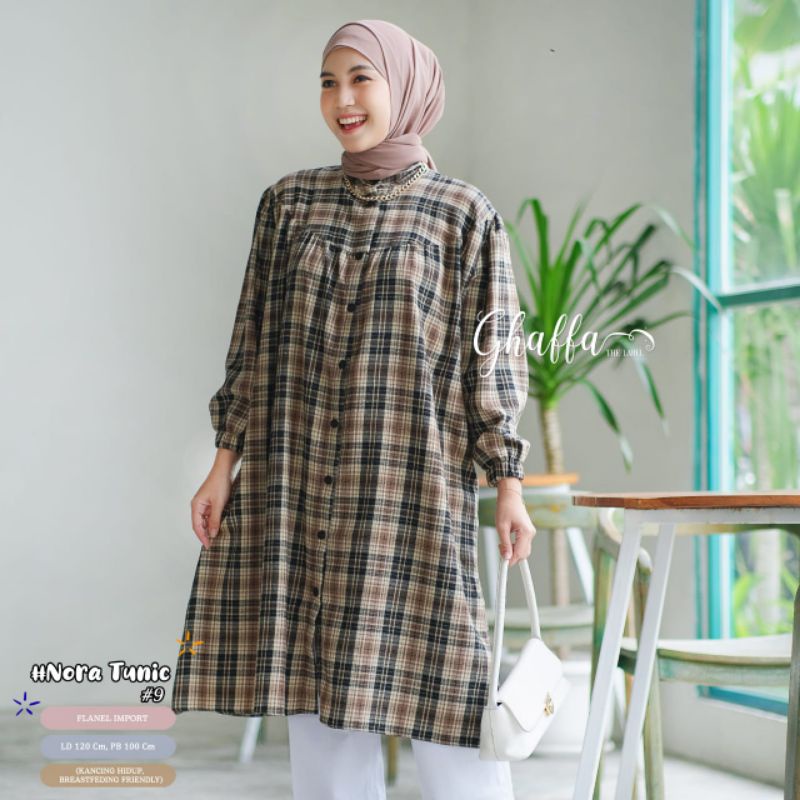 NORA TUNIK #9 BY GHAFFA THE LABEL / FLANEL TUNIK MUSLIMAH / TUNIK LD120 Flanel import