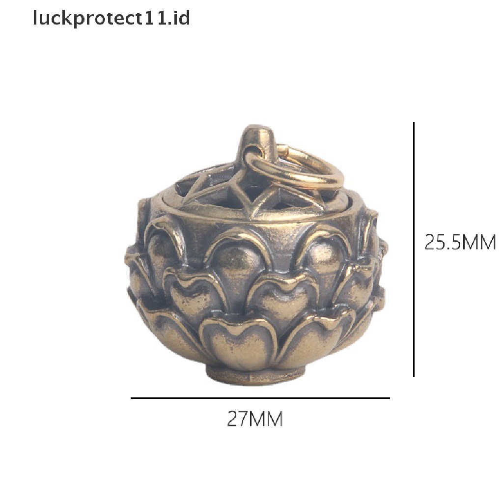 /Fashion Hot//// Kuningan Lotus Ch Tempat Dupa Lucky Key Chain Liontin Pill Wadah Botol.