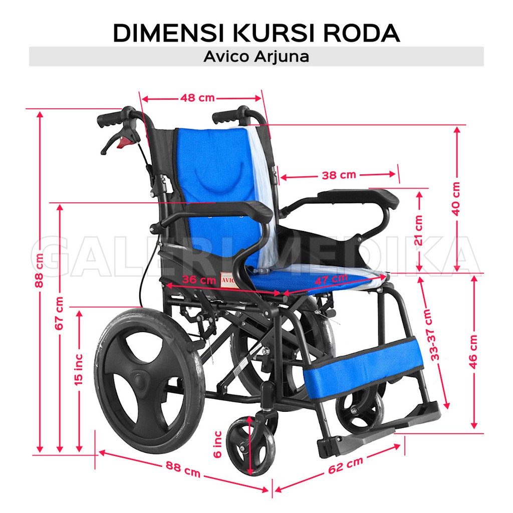 Kursi Roda Travel Avico Arjuna 871 / Travel Wheelchair Mudah Dilipat (KHUSUS GOJEK)