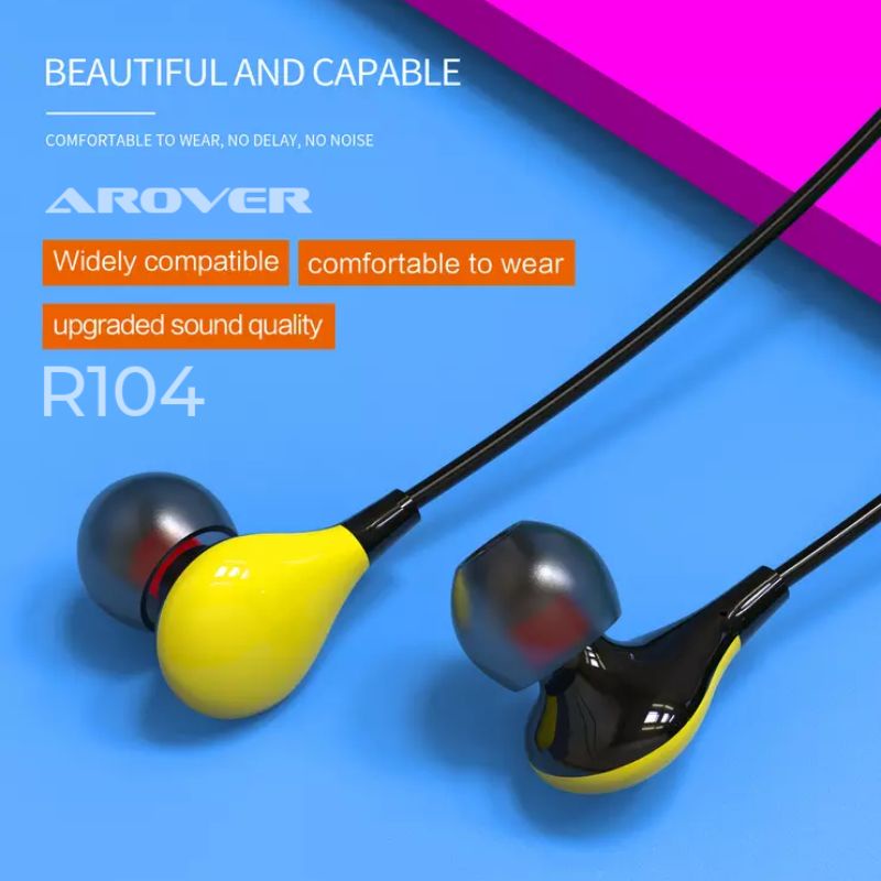 AROVER R104 Earphone Headset In Ear Super Bass Class Grade AAA - Garansi