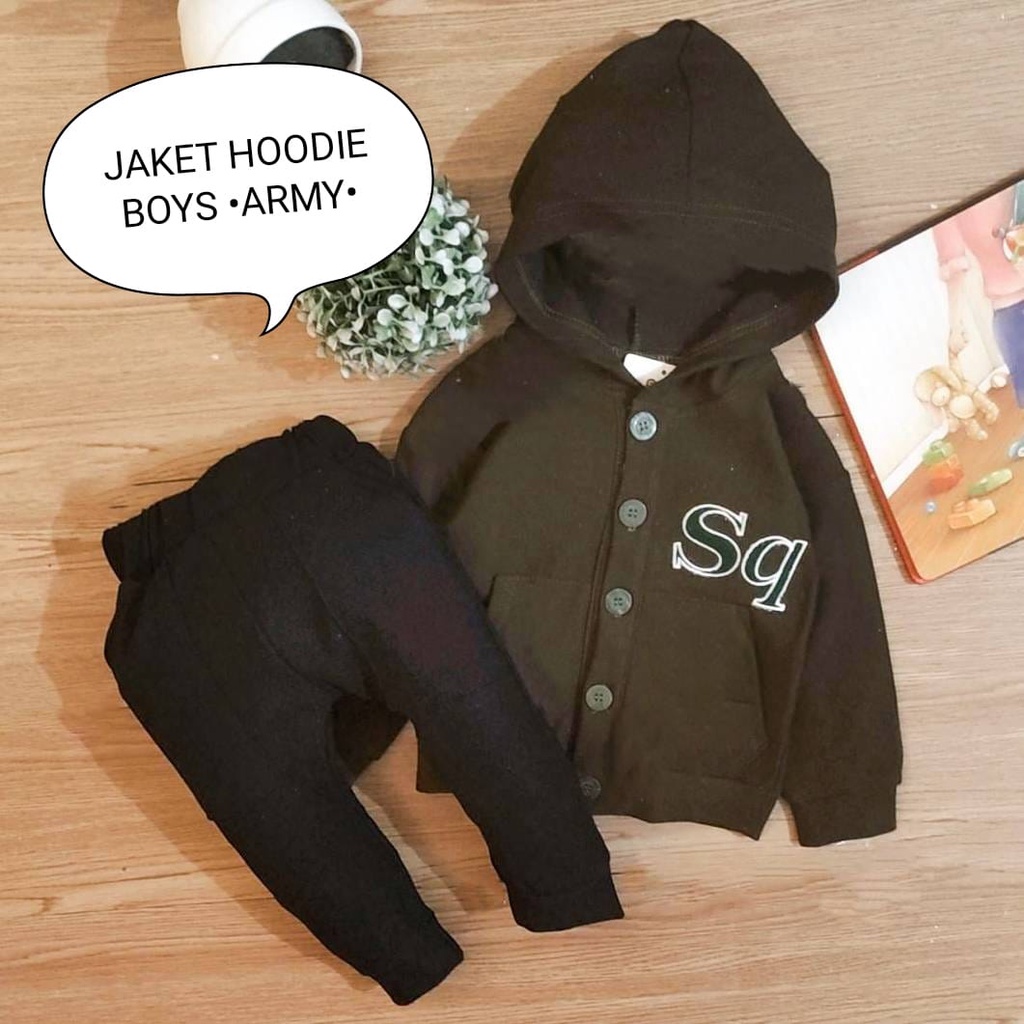 Setelan Anak - Baju Bayi Laki - Laki Model Hoodie Tangan Panjang Celana Panjang Motif Jaket Hoodie Boys Estimasi Usia 6 Bulan - 4 Tahun