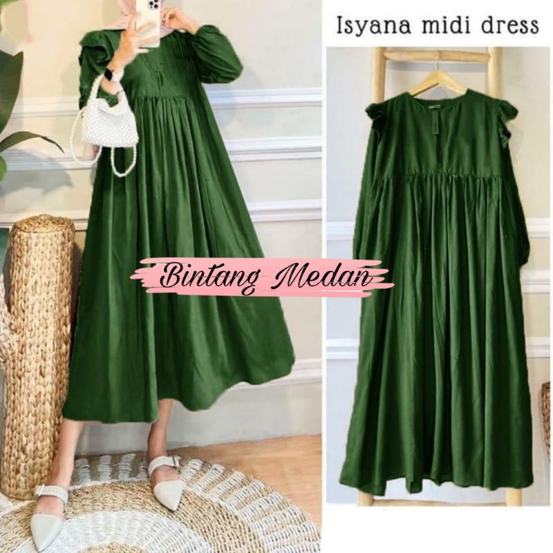 ISYANA MIDI DRESS - GAMIS WANITA TERBARU