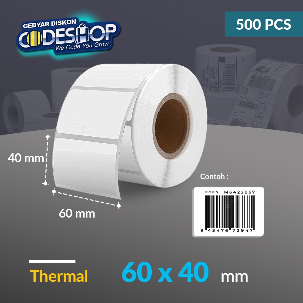 

Codeshop Label Thermal Timbangan Digital 60 x 40 mm 1 Line Stiker Printer Barcode isi 500 Pcs