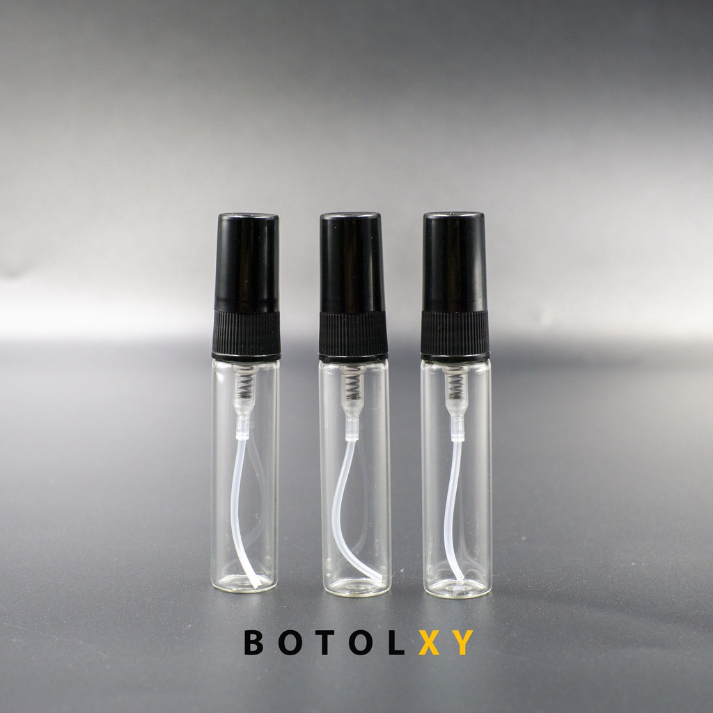 Botol Spray Kaca 5ml Refill Parfum Vial Travel Size Decant TUTUP HITAM