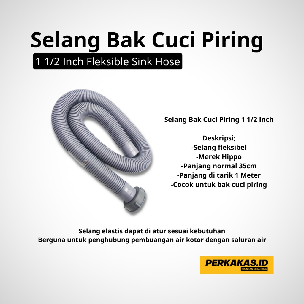 Selang Wastafel Cuci Piring PVC 1,5 Inch 1 Meter HIPPO
