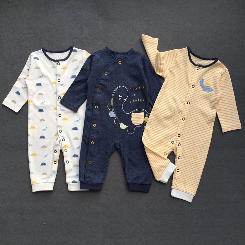 BABY K2 - Sleepsuit buka kaki isi 3 pcs motif dino