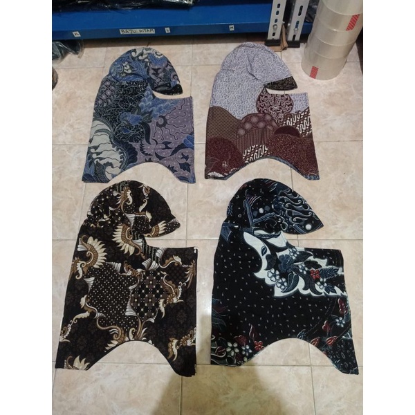 topi welder kupluk las sebo masker wajah anti debu topi las motif batik