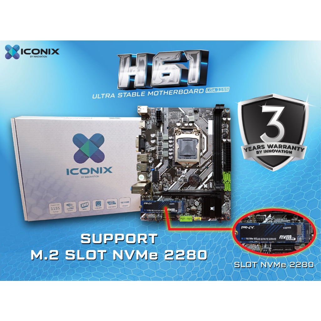 Motherboard Iconix H61 IT [Socket LGA 1155,intel H61, DDR3, HDMI, Nvme]