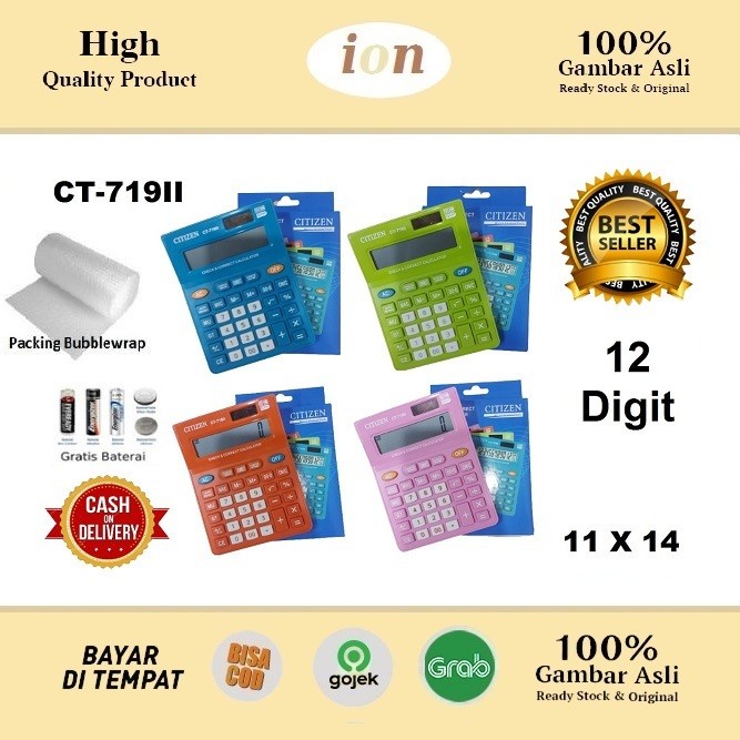 

GRATIS ONGKIR Kalkulator Citizen Ct 719 / Calculator CT719II / Check&Correc 12 Digit