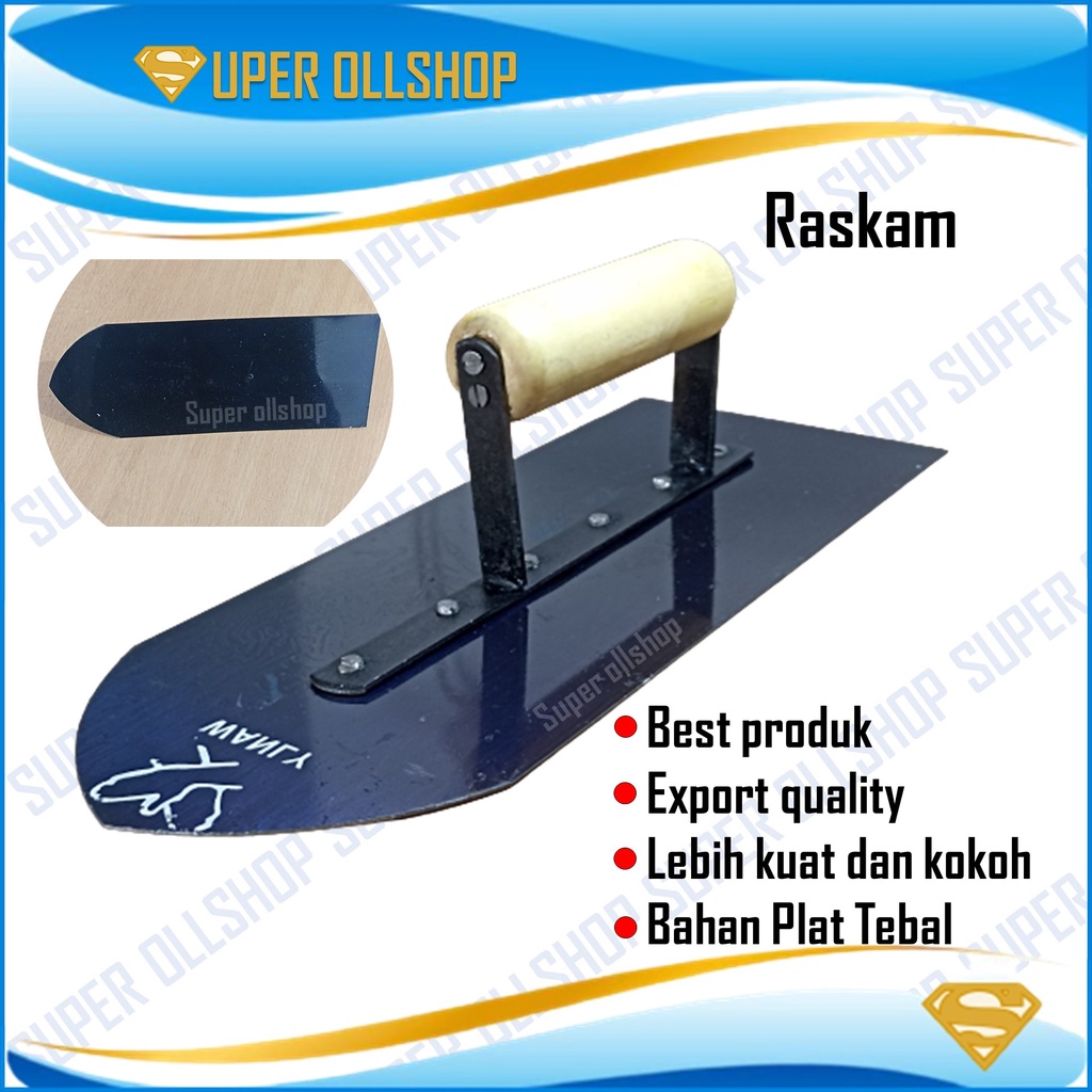 Raskam Roskam Galur Alat Plestering Trowel Acian Sendok Semen Lancip Kotak Gagang Kayu / Plastering Trowel / Roskam / Raskam / Trowol Acian Sendok Semen