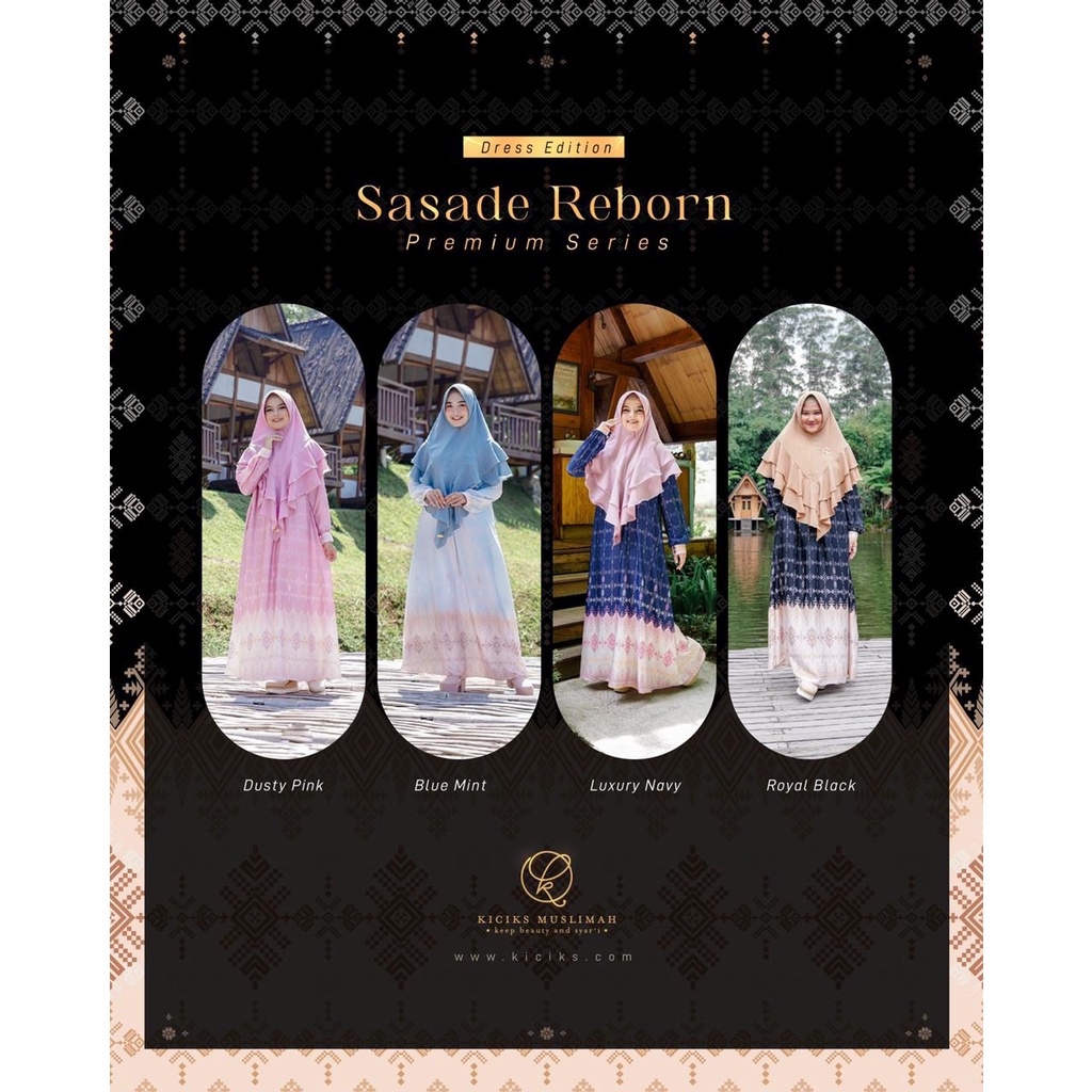 KICIKS - DRESS SASADE PREMIUM Dress Muslim | Gamis panjang Busana Wanita | Armani Silk Import Europe Gamis Polos